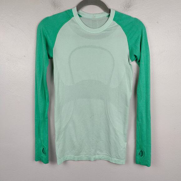 Lululemon Swiftly Tech Long Sleeve Top‎ Womens 4 Fresh Teal Very Green Running - Picture 1 of 9
